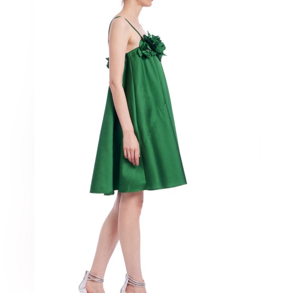 NWT Badgley Mischa Floral Applique Babydoll formal Dress Green Sz 10 - Picture 2 of 12
